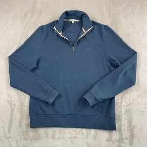 Burberry Brit Nova Check 1/4 Zip Sweater Men XL Heather Blue Embroidered Logo